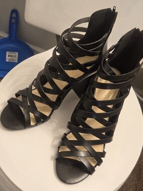 New --Women's Black Strappy High Heel Sandals - Fashionable Open-Toe Heels